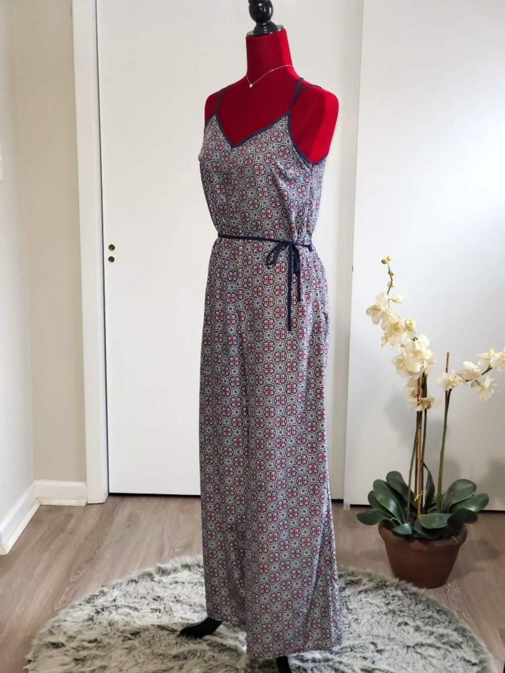 Sans Souci Kaleidoscope Jumpsuit Boho Pantsuit Wide Leg Side Zipper Size S 1142